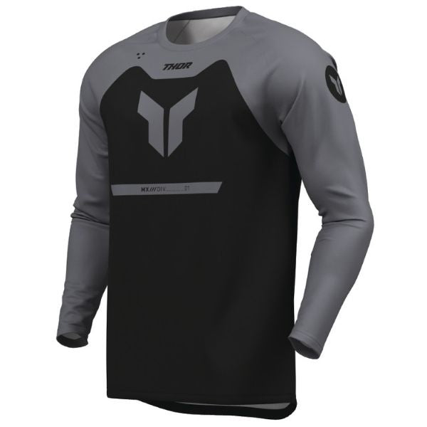 Front of Thor Ridemode Menace Jersey Youth in Black with Thor Graphic on center Sku 29122688 on a white background | SKU: 29122683 | Available at BTO Sports