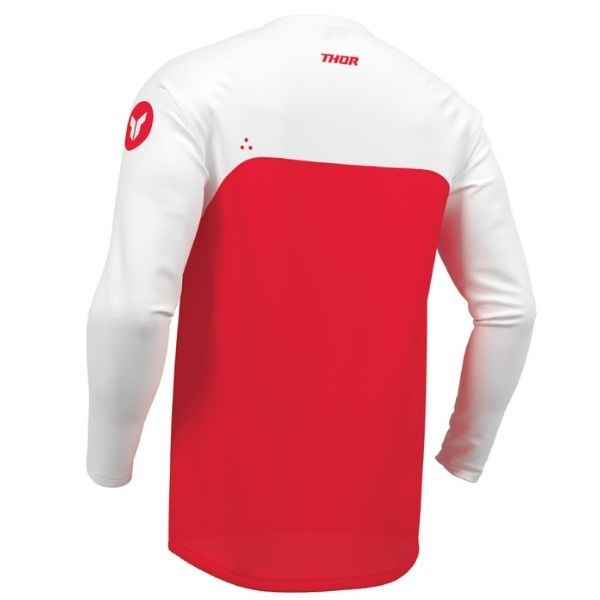 Back of Thor Ridemode Menace Jersey Youth in Red with logo on center of the back just below the collar Sku 2912268 on a white background | SKU: 29122681 | Available at BTO Sports