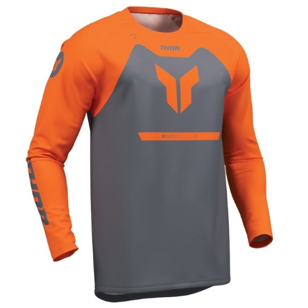 Front of Thor Ridemode Menace Jersey in Charcoal with Thor Graphic on center Sku 29108720 on a white background | SKU: 29108718 | Available at BTO Sports