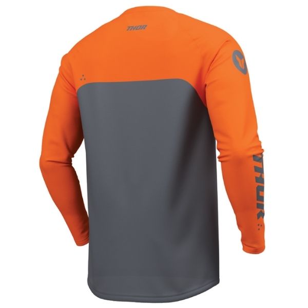 Back of Thor Ridemode Menace Jersey Youth in Grey with logo on center of the back just below the collar Sku 29122694 on a white background | SKU: 29122696 | Available at BTO Sports