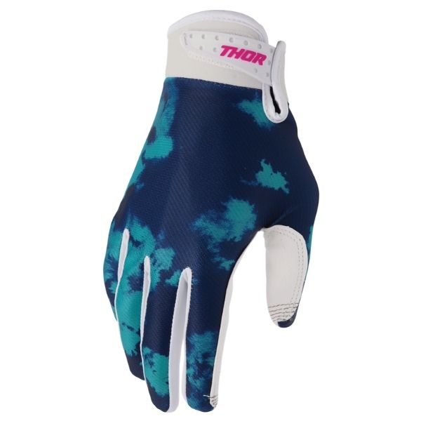 Thor Sportmode Iconic Gloves (Womens) front angle view Colors: Grey/Aqua Sizes: SM to XL SKU:333102 | Available at BTO Sports.