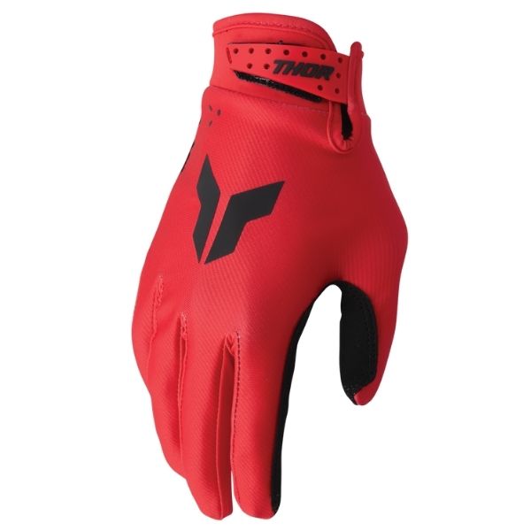 Thor Launchmode Split Gloves (Youth) front angle view Colors: Red Sizes: Y-2XS to Y-XS SKU:333219 | Available at BTO Sports.