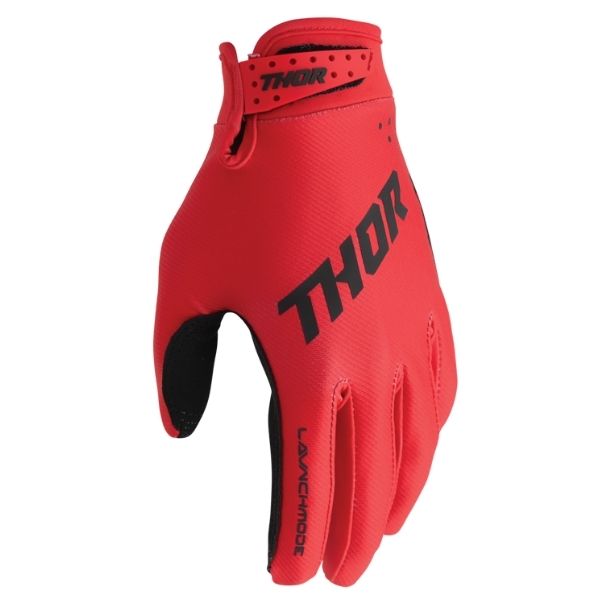 Thor Launchmode Split Gloves (Youth) side view Colors: Red Sizes: Y-2XS to Y-XS SKU:333219 | Available at BTO Sports.