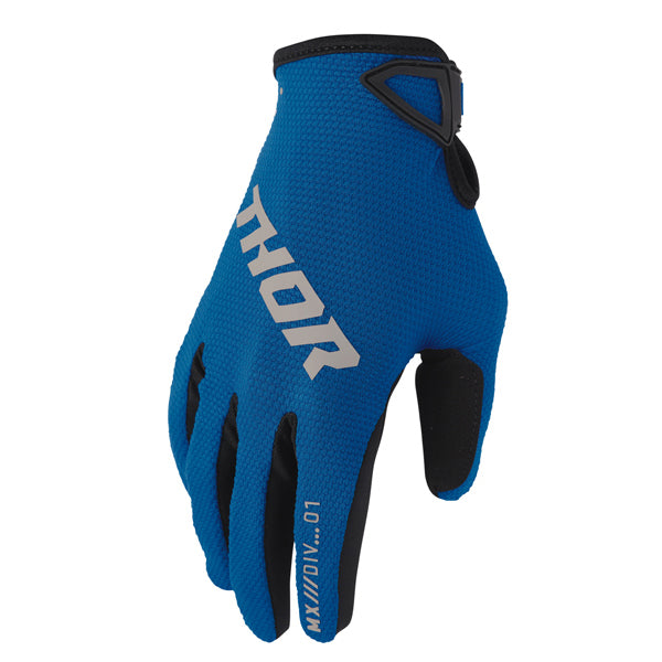 Thor Ridemode Static Gloves (Youth) rear view Colors: Blue Sizes: Y-2XS to Y-XS SKU:333219 | Available at BTO Sports.