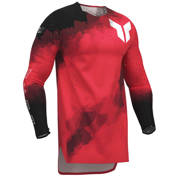 Studio photo on a white background of Thor Sportmode Carbon Jersey; showing fabric texture, panel layout, and graphics; SKU 291087; Sizes: S-2XL