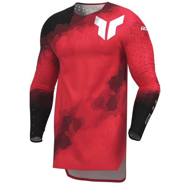 Clean studio shot of Thor Sportmode Carbon Jersey; showing fabric texture, panel layout, and graphics; SKU 291087; Sizes: S-2XL