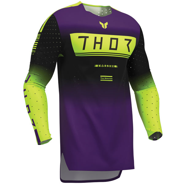 Studio photo on a white background of Thor Sportmode Geo Jersey; showing fabric texture, panel layout, and graphics; SKU 291087; Sizes: S-2XL