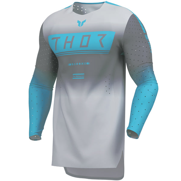 Studio photo on a white background of Thor Sportmode Geo Jersey; showing fabric texture, panel layout, and graphics; SKU 291087; Sizes: S-2XL