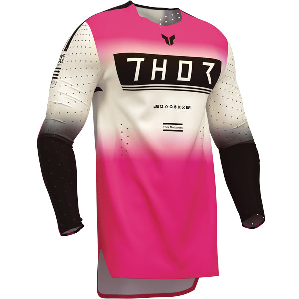 Professional studio photo of Thor Sportmode Geo Jersey; showing fabric texture, panel layout, and graphics; SKU 291087; Sizes: S-2XL