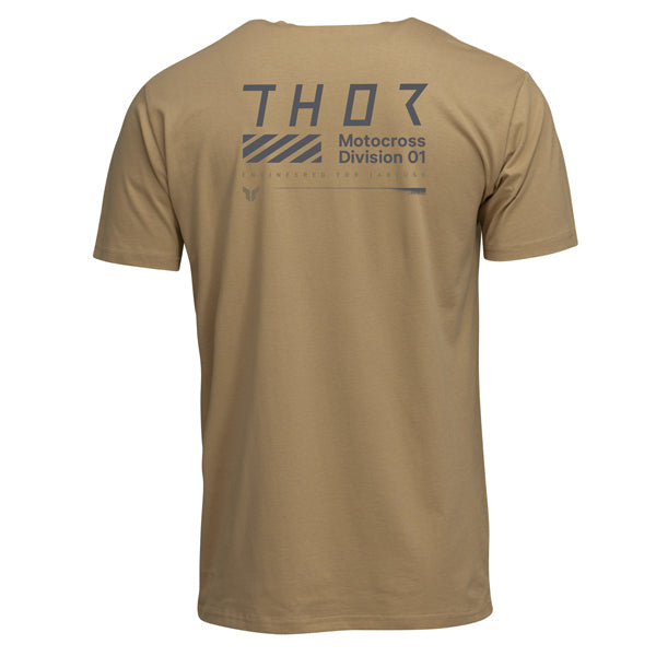 Studio photo on a white background of Thor Stamp Tee; showing tee fit, printed graphics, and crew neckline; SKU 3030251; Colors: Caramel, Black