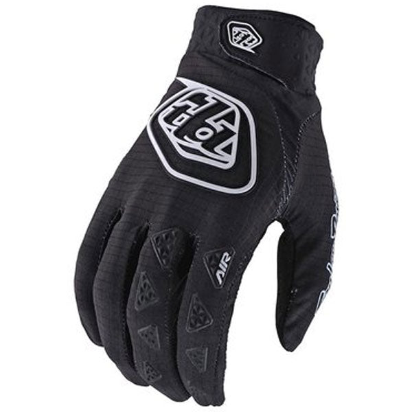 Product image of Troy Lee Air Gloves black 8da0a750 78e2 40f0 9504 e62a7a8b6934 motocross gloves showing fit, construction, and colorway | Available at BTO Sports