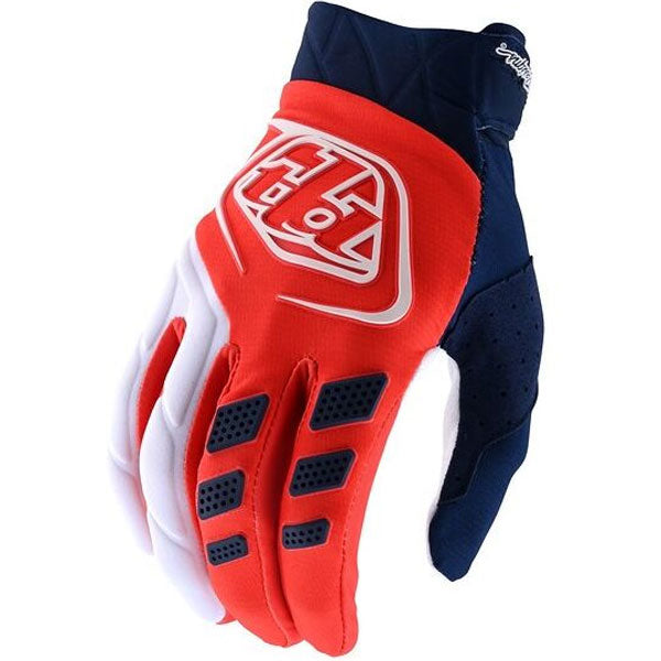 Product image of Troy Lee Revox Gloves orange 23ebbb63 ad 4e6e 89f8 b5fbc9566e8b motocross gloves showing fit, construction, and colorway | Available at BTO Sports
