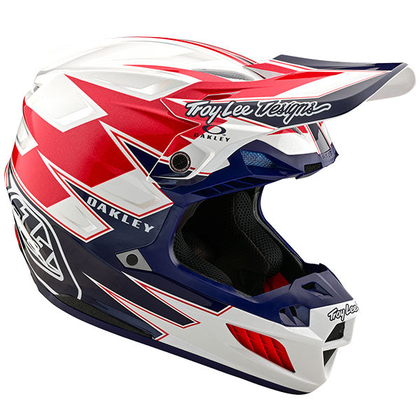 Image of Troy Lee Designs SKU 1826620 SE5 Vision LE Composite Helmet Size: XS Colors: White/Blue (SKU 1826620)