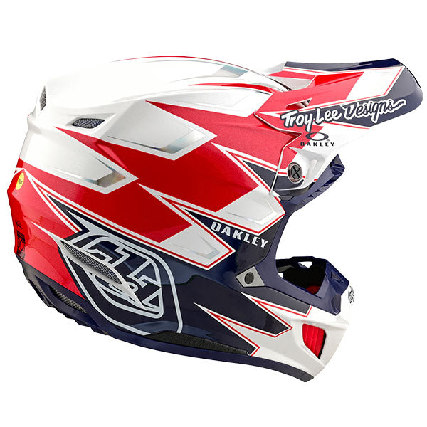 Image of Troy Lee Designs SKU 1826620 SE5 Vision LE Composite Helmet Size: XS Colors: White/Blue (SKU 1826620)