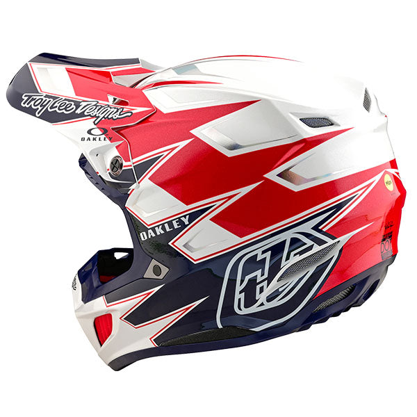 Image of Troy Lee Designs SKU 1826620 SE5 Vision LE Composite Helmet Size: XS Colors: White/Blue (SKU 1826620)