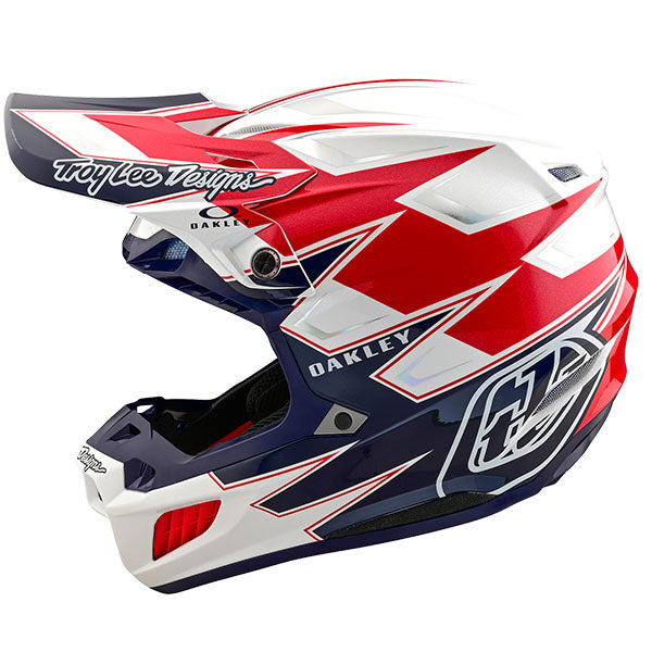 Image of Troy Lee Designs SKU 1826620 SE5 Vision LE Composite Helmet Size: XS Colors: White/Blue (SKU 1826620)