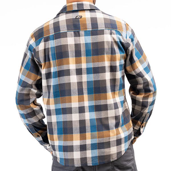 High-resolution studio image of Klim Alderson Midweight Flannel Shirt; showing flannel shirt fit, button front, and plaid pattern; SKU 3636-000-120-402