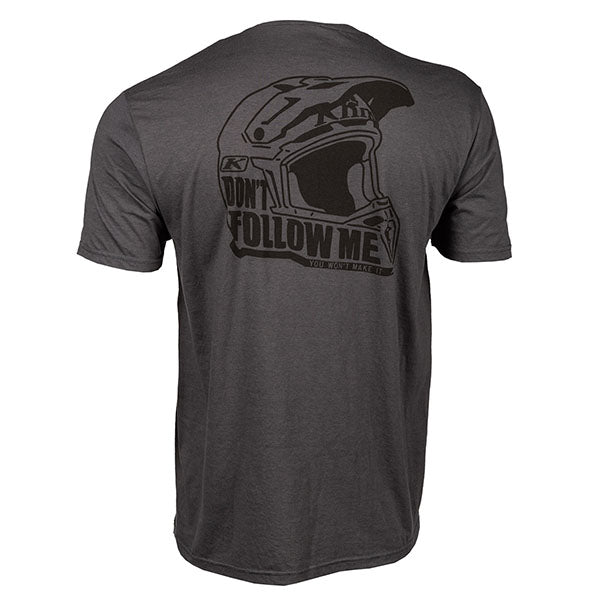 Studio photo on a white background of Klim Dont Follow Moto T-Shirt; showing tee fit, printed graphics, and crew neckline; SKU 3700-000-120-913