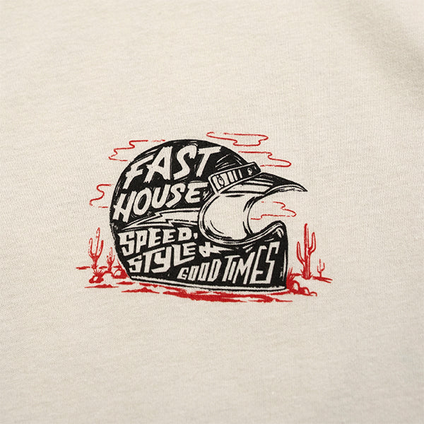 Clean studio shot of Fasthouse Dust Devil Tee; showing tee fit, printed graphics, and crew neckline; SKU 3211470004; Colors: Black, White; Sizes: S-3XL