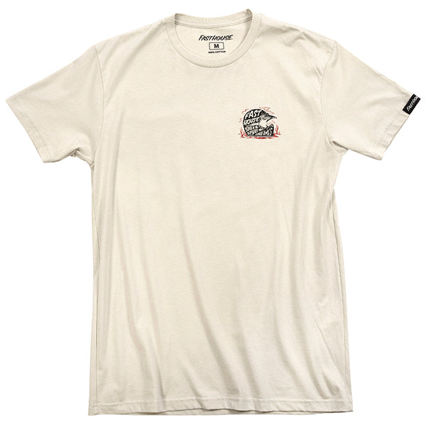 Crisp studio image on a white background of Fasthouse Dust Devil Tee; showing tee fit, printed graphics, and crew neckline; SKU 3211470004; Sizes: S-3XL