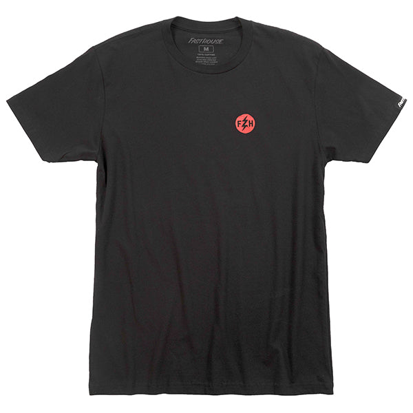 High-resolution studio image of Fasthouse Eleanor Tee; showing tee fit, printed graphics, and crew neckline; SKU 3211540004; Colors: Black, Green