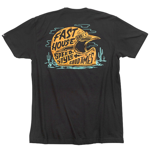 Professional studio photo of Fasthouse Dust Devil Tee; showing tee fit, printed graphics, and crew neckline; SKU 3211470004; Colors: Black, White