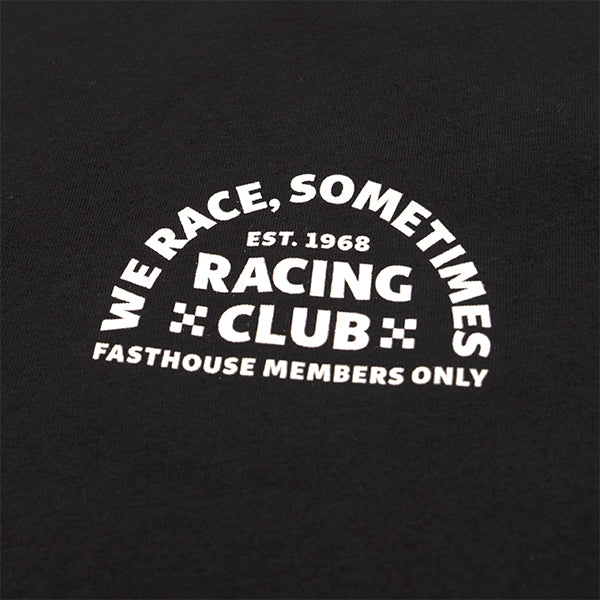 Professional studio photo of Fasthouse Members Only Tee; showing tee fit, printed graphics, and crew neckline; SKU 3211790004; Colors: Black, Gold