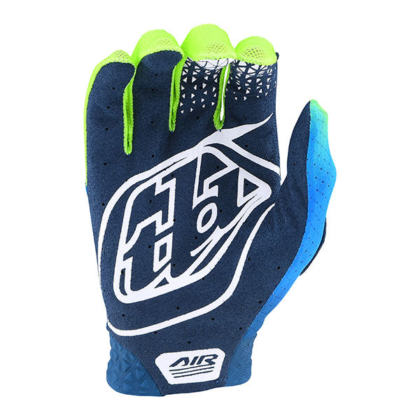 Product image of 4 Troy Lee Designs Air GLOVE JETFUEL NVYYEL 02 2199e26d 4964 4338 8401 75863867ea35 motocross gloves showing fit, construction, and colorway | Available at BTO Sports