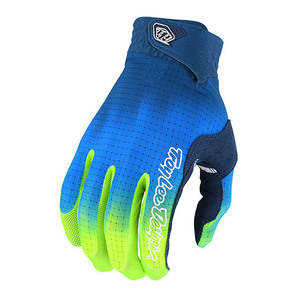 Product image of 5 Troy Lee Designs Air GLOVE JETFUEL NVYYEL 01 f34727df 5a43 4cce bb85 e611e8d0e776 motocross gloves showing fit, construction, and colorway | Available at BTO Sports