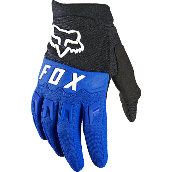 Product image of Youth MX21 DIRTPAW Glove Blue 1 1a7a6da3 a178 4e45 8a06 080ce9b67b56 motocross gloves showing fit, construction, and colorway | Available at BTO Sports