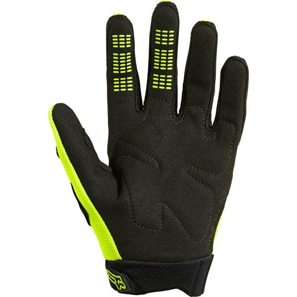 Product image of Youth MX21 DIRTPAW Glove FloYellow 2 fd78a2f3 0427 4f35 bd99 b7f59ca3fd97 motocross gloves showing fit, construction, and colorway | Available at BTO Sports