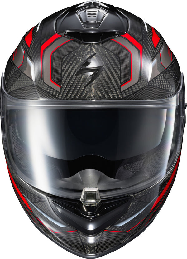 Scorpion EXO - EXO-ST 1400 Evo Carbon Hex Helmet, motorcycle helmet, detail view, color options: 2XL, LG, MD, SM, XL, sizes: Gloss Blue, Gloss Red, Matte Blue, Matte Grey