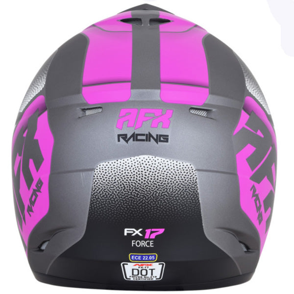 AFX street motorcycle full‑face helmet gray rear view — lightweight, ventilated shell for impact protection and everyday riding comfort, SKU '01105211.