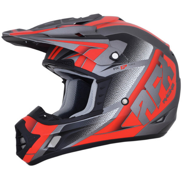 AFX street motorcycle full‑face helmet red gray product view — lightweight, ventilated shell for impact protection and everyday riding comfort, SKU '01105215.