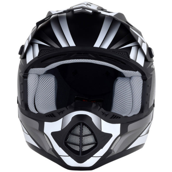 AFX street motorcycle full‑face helmet black white front view — lightweight, ventilated shell for impact protection and everyday riding comfort, SKU '01105197.