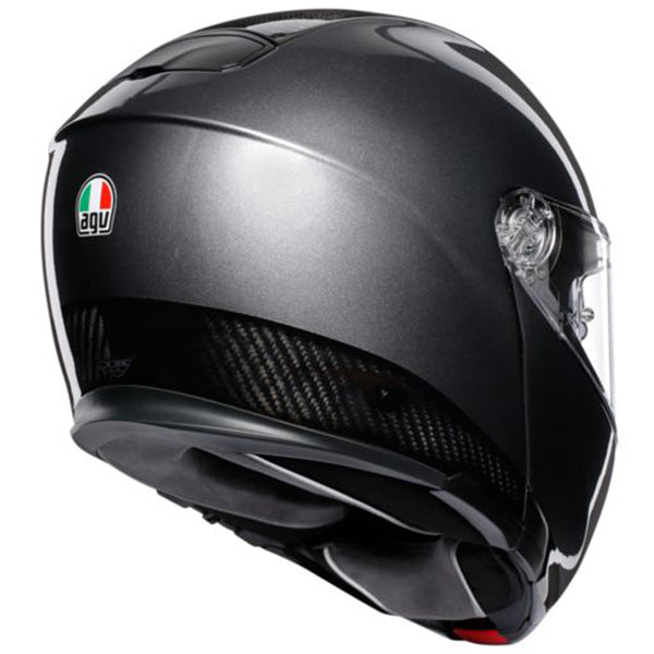 AGV street motorcycle full‑face helmet matte rear view — lightweight, ventilated shell for impact protection and long‑ride comfort.