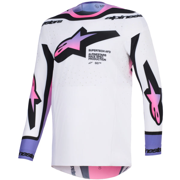 3760626-2371-S, Alpinestars, Supertech Pro Vista Jersey, White/Purple/Black, Red/Black/White, Sizes SM, MD, LG, XL product photo