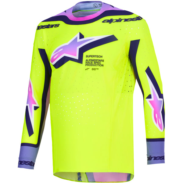 3762026-7263-L, Alpinestars, Supertech Vista Jersey, Dark Navy/Hot Coral/Cobalt, Yellow/Purple/Black, Light Gray/Yellow Fluo/Blue, Sizes SM, MD, LG, XL product photo