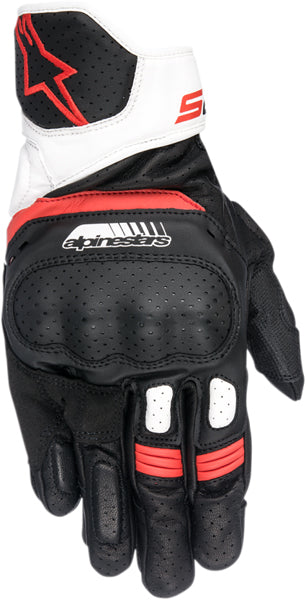 Product image of Alpinestars 18 sp5 leather glove black white red motocross gloves showing fit, construction, and colorway | Available at BTO Sports