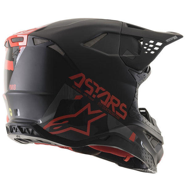 Black/Red product view, lightweight off‑road motorcycle helmet with ventilation and impact protection