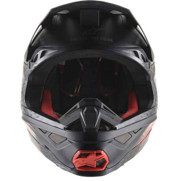 Black/Red product view, lightweight off‑road motorcycle helmet with ventilation and impact protection