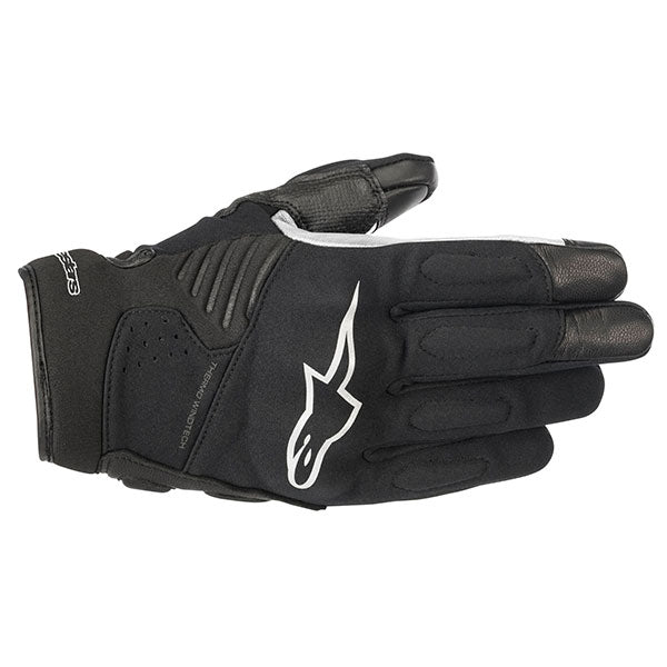 Product image of Alpinestars faster glove black white 2f4c68b1 a0b3 48da 817d 545f37452daa motocross gloves showing fit, construction, and colorway | Available at BTO Sports