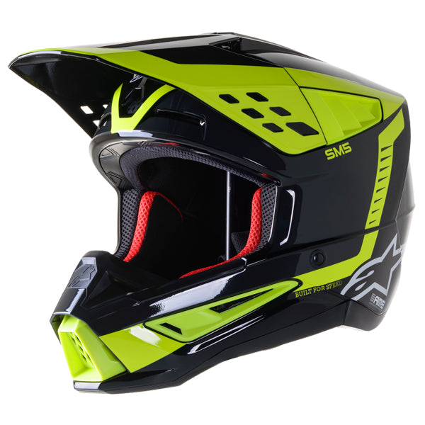 Black/Yellow Gloss product view, lightweight off‑road motorcycle helmet with ventilation and impact protection