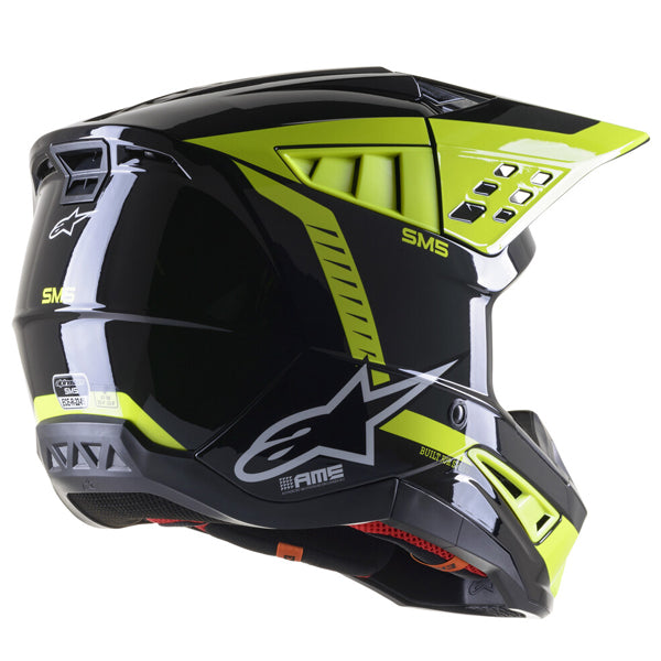 Black/Yellow Gloss product view, lightweight off‑road motorcycle helmet with ventilation and impact protection