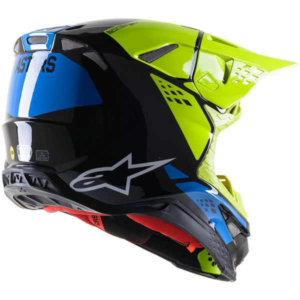 Black/White/red Gloss product view, lightweight off‑road motorcycle helmet with ventilation and impact protection