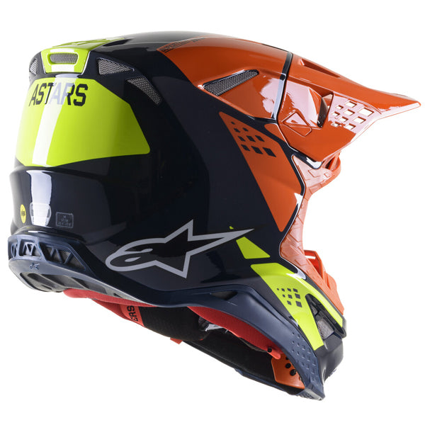 Black/White/red Gloss product view, lightweight off‑road motorcycle helmet with ventilation and impact protection