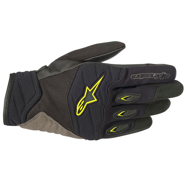 Product image of Alpinestars shore glove black yellow 7e714362 0435 4843 952d 16b9c2d738f2 motocross gloves showing fit, construction, and colorway | Available at BTO Sports
