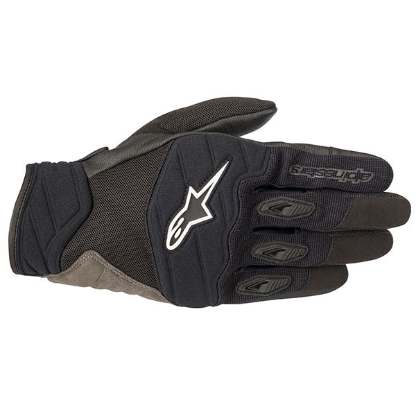 Product image of Alpinestars shore glove black a30d23ff fb8f 49e6 914c 8406f1bcb1f9 motocross gloves showing fit, construction, and colorway | Available at BTO Sports