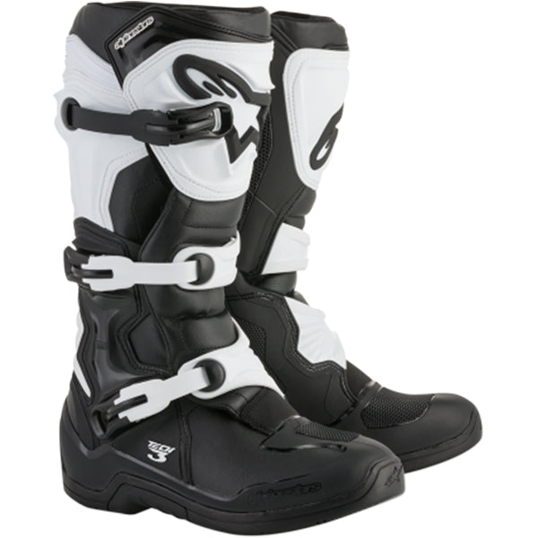 Product image of alpinestars tech 3 boot black white 5e1815fd 740e 4eaa 9f9e 5d40e057e7eb motocross boots showing design and colorway | Available at BTO Sports