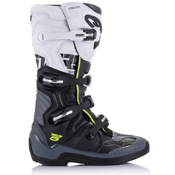Product image of alpinestars tech 5 boot black grey white 1 bdd85616 ae70 46ef a779 145d303e98e2 motocross boots showing design and colorway | Available at BTO Sports